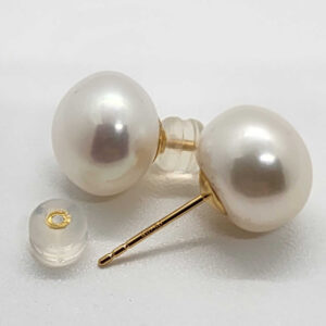 Button shape high-quality freshwater pearl stud earring