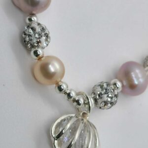 Cream color freshwater pearl bracelet with zirconia stones