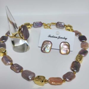 Set of purple baroque freshwater pearl.