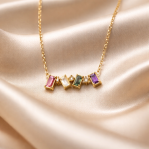 Stainless steel necklace with zirconia stones