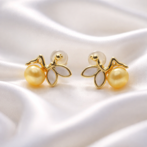 Dragon fly fairy freshwater pearl stud earring