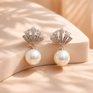 White high-quality edison pearl dangle earring