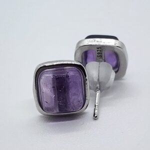 Amethyst stud earring into 925 sterling silver