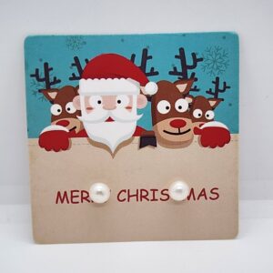 button shape stud pearl earring/Santa & Reindeer